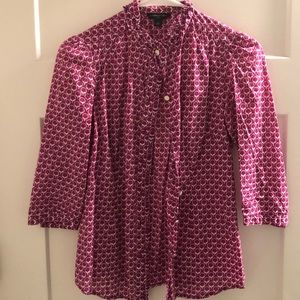 Banana Republic 3/4 sleeve, ruffle neck blouse